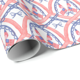 Waterverf Rood Wit & Blauw 4 juli Vlaggen Cadeaupapier
