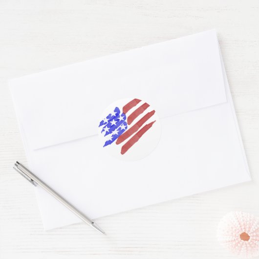 Waterverf Rood Wit Blauwe Amerikaanse Vlag Sticker (Envelop)