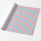 Waterverf rood wit & blauwe strepen cadeaupapier (Uitgerold)