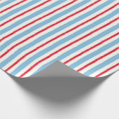 Waterverf rood wit & blauwe strepen cadeaupapier (Hoek)