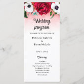 Waterverf Rood Wit Bloemen Flat Wedding programma (Voorkant)