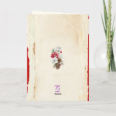 Waterverf Rood Wit Bloemen Pine Kegels Kerst Feestdagen Kaart (Achterkant)