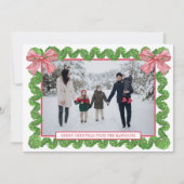 Waterverf Rood & Wit Boog Garland Foto Feestdagenkaart (Voorkant)