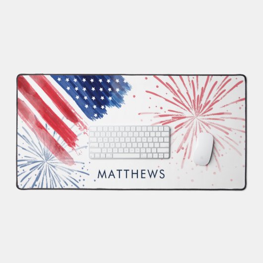 Waterverf Rood Wit en Blauw Custom Bureaumat (Keyboard & Muis)