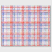 Waterverf rood wit en blauw kariert cadeaupapier (Vlak)