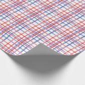 Waterverf rood wit en blauw kariert cadeaupapier (Hoek)