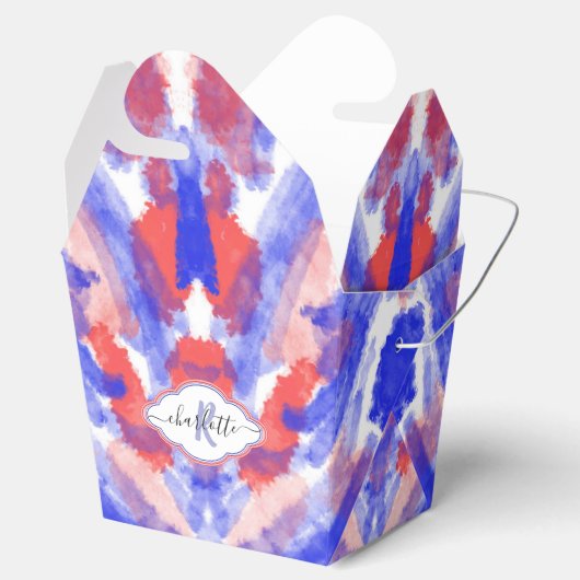 Waterverf rood, wit en blauw |Monogram |Abstract Bedankdoosjes (Geopend)