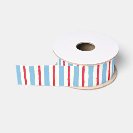 Waterverf Rood Wit en Blauwe Strepen Grosgrain Lint