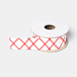 Waterverf rood & wit geruit streeppatroon grosgrain lint