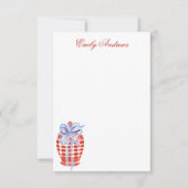 Waterverf Rood & Wit Gingham Bow Ginger Jar Bedankkaart (Voorkant)