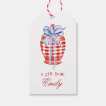 Waterverf Rood & Wit Gingham Bow Ginger Jar