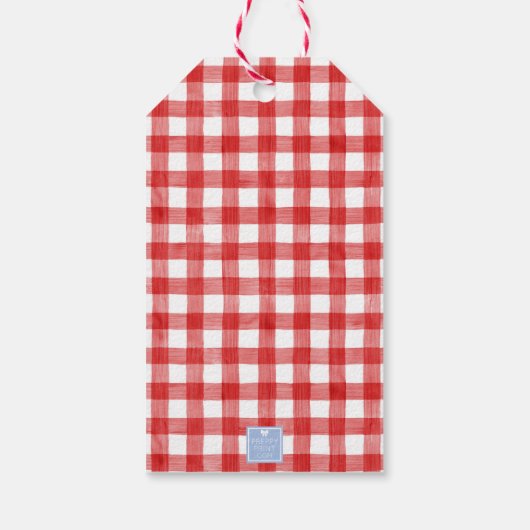 Waterverf Rood & Wit Gingham Bow Ginger Jar Cadeaulabel (Achterkant)