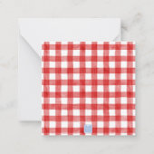 Waterverf Rood & Wit Gingham Bow Ginger Jar Notitiekaartje (Achterkant)
