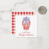 Waterverf Rood & Wit Gingham Bow Ginger Jar Notitiekaartje (Voorkant / Achterkant in situ)