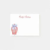 Waterverf Rood & Wit Gingham Bow Ginger Jar Post-it® Notes (Voorkant)