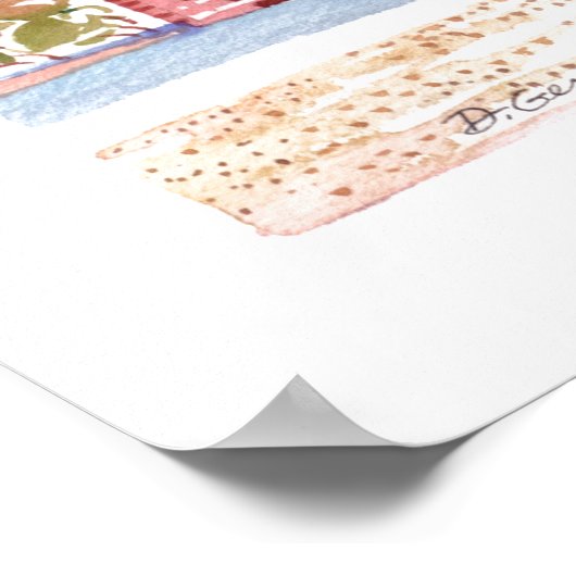 Waterverf Rood wit oplaadvlak Poster (Hoek)