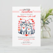 Waterverf Rood & Wit Schattige Katten Bruiloft Kaart (Staand voorkant)
