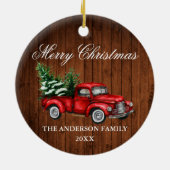 Waterverf  Rood Wood Kerstmis Keramisch Ornament (Achterkant)