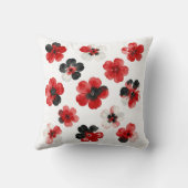 Waterverf Rood Zwart Wit Bloemmotief  Kussen (Achterkant)