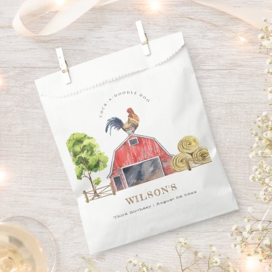 Waterverf Roodbaarzen Boerderij Bedankzakje (Geknipt)