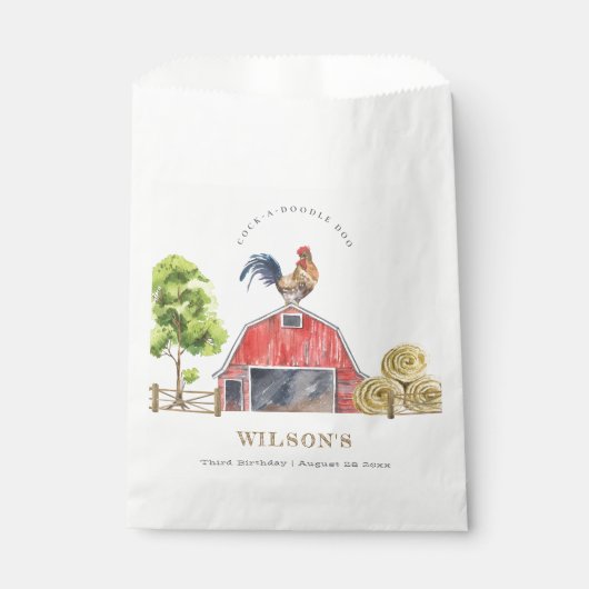 Waterverf Roodbaarzen Boerderij Bedankzakje (Voorkant)