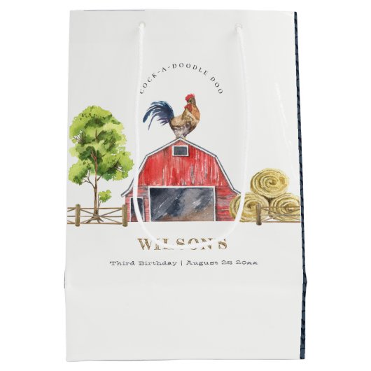 Waterverf Roodbaarzen Boerderij Medium Cadeauzakje (Achterkant)