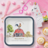 Waterverf Roodbaarzen Boerderij Papieren Bordje (Feest)