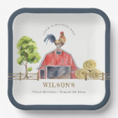 Waterverf Roodbaarzen Boerderij Papieren Bordje (Voorkant)