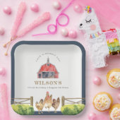 Waterverf Roodbaarzen Boerderij Papieren Bordje (Feest)