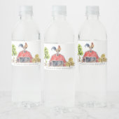Waterverf Roodbaarzen Boerderij Waterfles Etiket (Flessen)