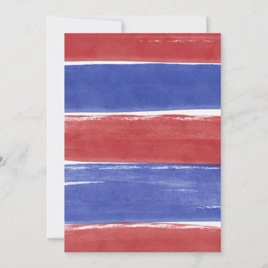 waterverf roodbruin en blauwe trouwuitnodiging kaart (Achterkant)