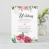 Waterverf Roodbruin roze groen huwelijk Kaart (Staand voorkant)