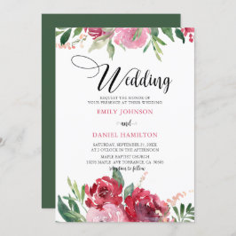 Waterverf Roodbruin roze groen huwelijk Kaart