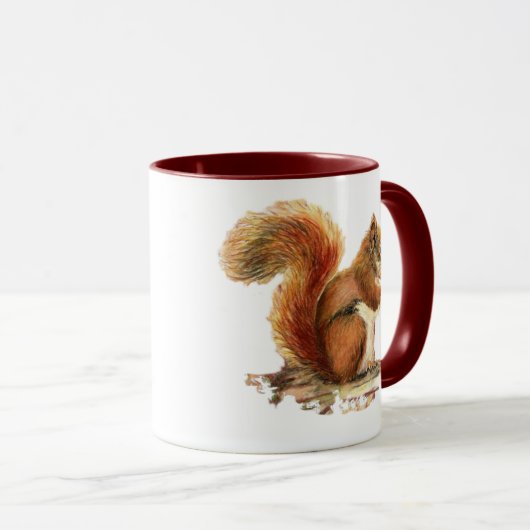 Waterverf Roodeekhoorn Natuur Mok (Voorkant rechts)