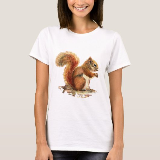 Waterverf Roodeekhoorn Natuur T-shirt (Voorkant)