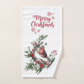 Waterverf Roodkardinaal vogel Wreate Bad Handdoek (Handdoek)