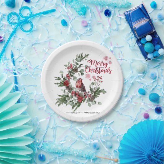 Waterverf Roodkardinaal vogel Wreate Papieren Bordje (Feest)