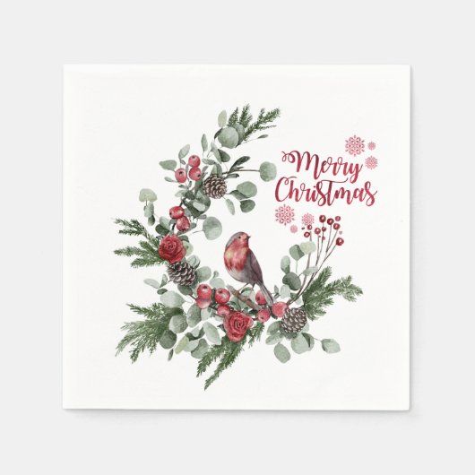 Waterverf Roodkardinaal vogel Wreate Servet (Voorkant)