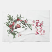 Waterverf Roodkardinaal vogel Wreate Theedoek (Horizontaal)