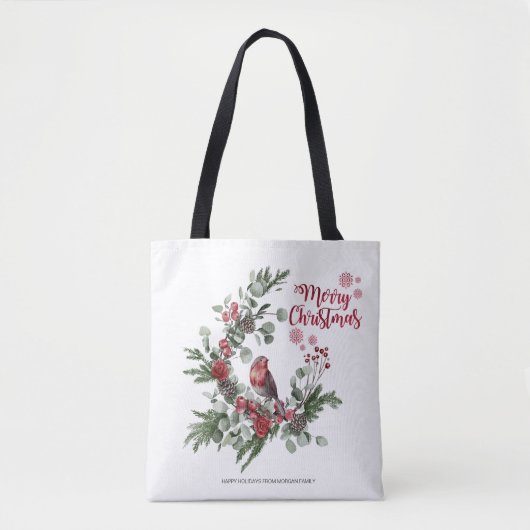 Waterverf Roodkardinaal vogel Wreate Tote Bag (Voorkant)
