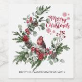 Waterverf Roodkardinaal vogel Wreate Wijn Etiket (Enkel label)