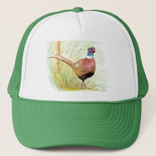 Waterverf Roodnekkeefster Spaarvogel Trucker Pet (Voorkant)