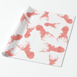 Waterverf Roodrendier | Stag | Vakantiepatroon Cadeaupapier