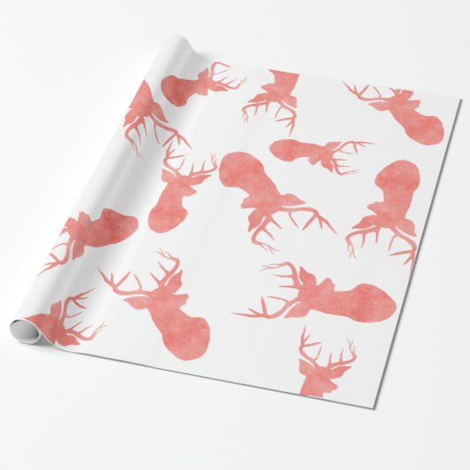 Waterverf Roodrendier | Stag | Vakantiepatroon Cadeaupapier (Uitgerold)