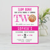 Waterverf Rookie Basketbal Meisje 2e verjaardag Kaart (Staand voorkant)