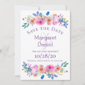 Waterverf roomroze roze Floral Save The Date (Voorkant)