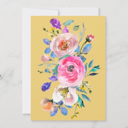 Waterverf roomroze roze Floral Save The Date (Achterkant)