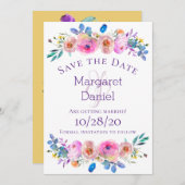 Waterverf roomroze roze Floral Save The Date (Voorkant / Achterkant)