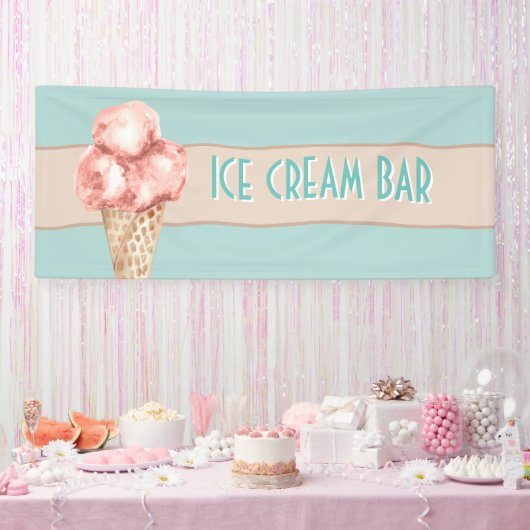 Waterverf roomstaaf  stijl Blauw Roze Spandoek (Feest)