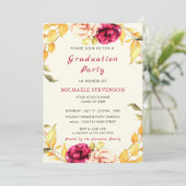 Waterverf Roos Afstuderen Uitnodiging Kaart (Staand voorkant)